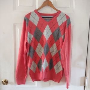 Tommy Hilfiger Argyle Carmel V Neck Women's Sweater. Size M. New